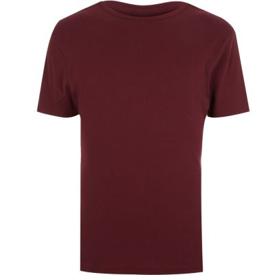 Red essential ribbed slim t-shirt